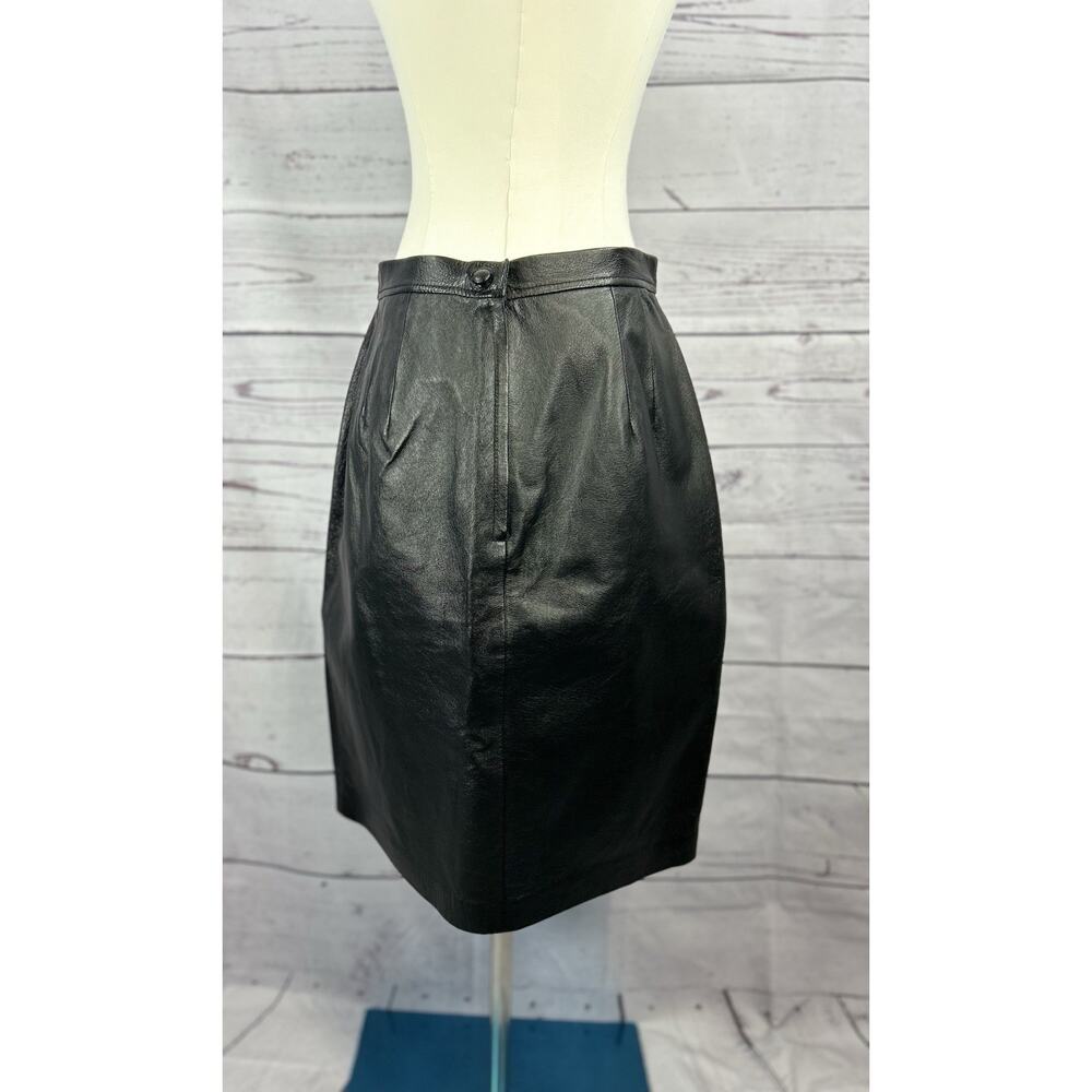 Vintage Forenza Women’s Black Genuine Leather Pencil Skirt Size 12 - Picture 4 of 5
